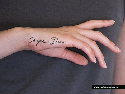 Latin Calligraphy, Tattoos Meaning Strength, Calligraphy Cursive, Handwriting Tattoos, Go Tattoo, Thumb Tattoos, Cursive Tattoos, Wrist Tattoos For Guys, Hand Tattoos For Women