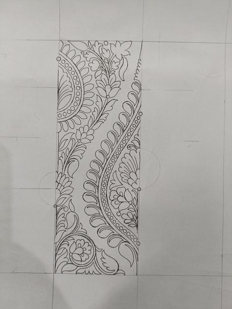 Saree Pallu Border Motifs Design, All Over Butta Design, Saree Pallu Design Drawing, Pallu Designs Saree Sketch, Pallu Designs Saree, Saree Border Designs Drawing, Pallu Designs, Saree Painting Designs, Alpona Design