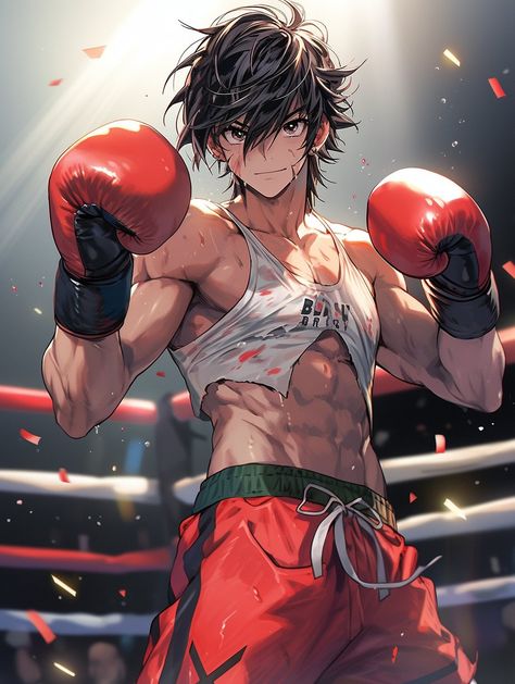 Martial Arts Anime, Drawing Practice, Boxing Gloves, Anime Artwork, Box Art, Martial Arts, Boxing, Anime Boy, Anime Guys