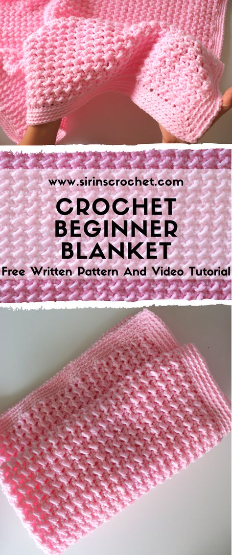 Fast And Easy Beginner Blanket - Sirin's Crochet Quick Crochet Baby Blanket, Free Baby Blanket Crochet Patterns, Easy Baby Blanket Crochet, Beginner Blanket, Baby Blanket Crochet Patterns, Simple Blanket, Crochet Baby Blanket Beginner, Ripple Afghan, Crochet Patterns Easy