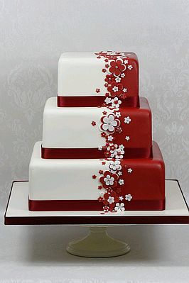 red velvet cuadrado Red And White Wedding, Red And White Weddings, Tiered Cake, White Wedding Cakes, Ruby Wedding, Peacock Wedding, White Wedding Cake, Wedding Cakes With Flowers, Awesome Cakes