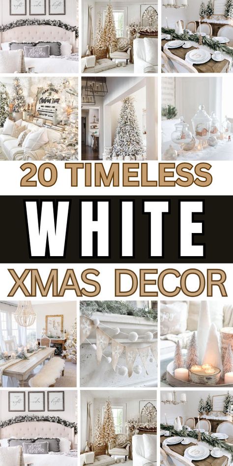 Create a winter wonderland with White Christmas Decor Ideas! ❄️✨ Incorporate snowy garlands, frosted ornaments, and white lights for an elegant and serene vibe. Add cozy textures like faux fur throws and shimmering accents to complete the look! 🎄🤍 #WhiteChristmas #WinterWonderland #ElegantHolidayDecor White Christmas Mantle Decor, Winter White Christmas Decor, White Christmas Tablescapes, Mantle Decor Diy, Frosted Ornaments, White Christmas Table, White Christmas Garland, Festive Aesthetic, White Christmas Decor Ideas