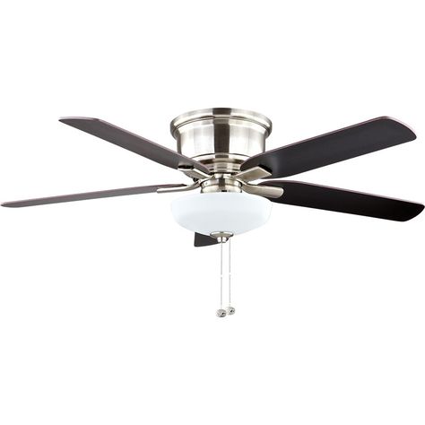 Hampton Bay Holly Springs Low Profile 52 in. LED Indoor Brushed Nickel Ceiling Fan with Light Kit Boy's Bed, Ceiling Fan Direction, Silver Ceiling Fan, Brushed Nickel Ceiling Fan, 52 Inch Ceiling Fan, Bronze Ceiling Fan, Bowl Light, Black Ceiling Fan, Foyer Decor