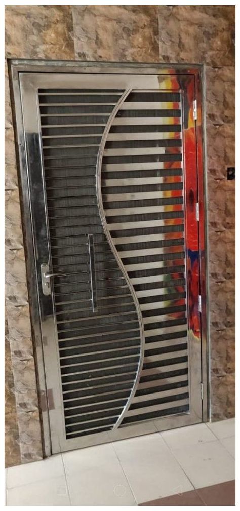 Security Door Design, Home Window Grill Design, Stainless Steel Gate, Steel Security Doors, Grill Gate Design, Single Door Design, Metal Doors Design, Steel Door Design, Iron Door Design