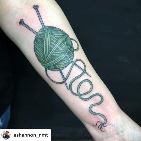 New Moon Tattoo, Ottawa Tattoo, Yarn Tattoo, Sewing Tattoos, Knitting Tattoo, Ball Of Yarn, Can't Stop Won't Stop, Yarn Ball, Skin Art