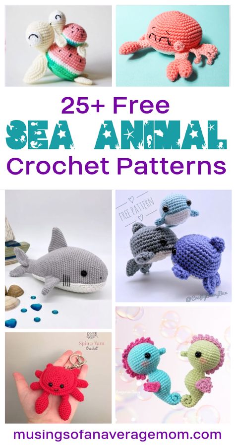 More than 25 Free Amigurumi Sea Animal Crochet patterns Fish Crochet Pattern Free, Sea Animal Crochet, Crochet Ocean Animals, Animal Crochet Patterns, Crochet Fish Patterns, Crochet Sea Creatures, Crochet Stuffies, Crochet Shark, Octopus Crochet Pattern