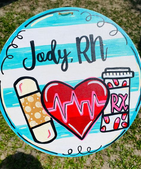 Nursing Home Door Decorations Ideas, Nursing Doodles, Nurse Door Hanger Signs, School Nurse Office Door, Nurse Door Hanger, School Nurse Sign, Nurse Door Sign, Nurse Door Hangers, Nurse Wreath