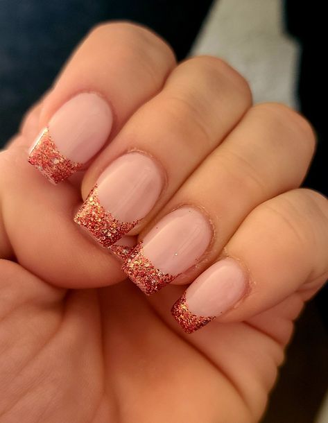 Fall French Tip Nails Gold Glitter, Orange Sparkle French Tip Nails, Sparkly Orange French Tip Nails, Sparkly Burnt Orange Nails, Holiday Nails French Tip Sparkle, Orange Glitter French Tip Nails, Thanksgiving French Tip Nails, Orange Sparkle Nails, Fall Sparkle Nails