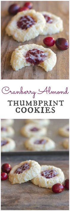 Cranberry Thumbprint Cookies With Almond Glaze - great way to use up leftover cranberry sauce! Cranberry Sauce Cookies Recipes, Cookies With Cranberry Sauce, Cranberry Almond Cookies, Almond Glaze Recipe, Cookies Thumbprint, Almond Glaze, Leftover Cranberry Sauce, Thumbprint Cookies Recipe, Cranberry Almond