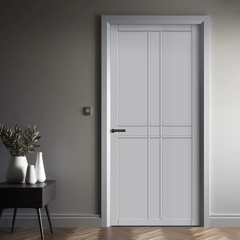 Urban Lite® - Unaro Panel Door DD0121P - Light Grey Premium Primed - B Bathroom Door Handles, Joinery Tools, Grey Doors, Internal Door, Panel Door, Door Design Modern, Wood Grain Texture, British Heritage, Bathroom Doors