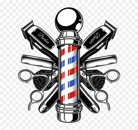 Barber Logo Ideas Graphic Design, Barbershop Design Logo Art, Barber Logo Design Ideas, Barbershop Illustration, Barbershop Logo Ideas, Barber Clipart, Barber Illustration, Logo Barbershop, Hd Illustration