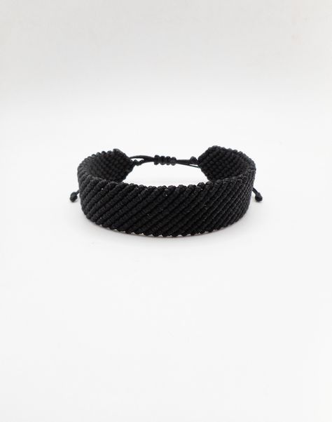 Casual Black Wristband Bracelet, Casual Black Band Wristband Bracelet, Black Macrame Beaded Bracelets Casual, Casual Black Macrame Beaded Bracelets, Casual Black Braided Bracelet For Everyday, Casual Black Braided Bracelets For Everyday, Black Handmade Braided Bracelets For Everyday, Black Beaded Bracelet With Adjustable Cord For Everyday, Everyday Black Beaded Bracelet With Adjustable Cord