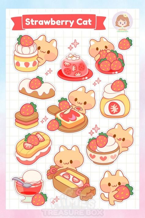 Strawberry Cat Sticker Sheet kawaii stationery Sticker #sticker Stickers #stickers freesticker #freesticker freestickers #freestickers free download sticker #freedownloadsticker 15.233 Chibi Sticker Sheet, Cute Stuff To Print, Stickers To Print Out, Sticker Sheets Free Printable, Cute Stickers To Print, Sticker Sheet Ideas, Cute Journal Stickers, Cute Printable Stickers, Sticker Sheet Printable