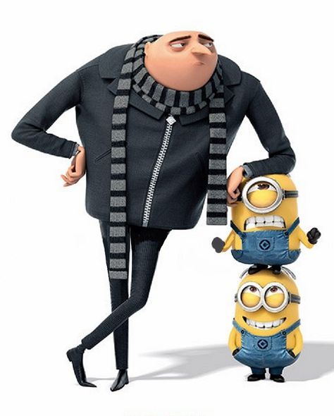 Despicable Me - Felonius Gru (voiced by Steve Carell), often referred to by his surname Gru, was a super villain and jelly manufacturer, and is now a consultant for the Anti-Villain League. Apart from his remarkable agility and strength, Gru is also considerably intelligent. Minions Poster, Despicable Me Gru, Gru And Minions, Minion Photos, Lucy Wilde, 3 Minions, Minion Mayhem, Minions 2, Despicable Minions