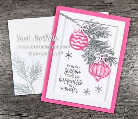 Decorated With Happiness Stamp Set, Decorated With Happiness, Holiday Card Inspiration, Papercraft Christmas Cards, Create Christmas Cards, Stamped Christmas Cards, Christmas Card Set, Stampin Up Christmas Cards, Christmas Card Crafts