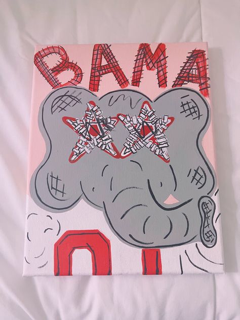 Alabama Canvas Painting, College Canvas Paintings, Bama Dorm, College Canvas, Football Paintings, Pop Art Collage, Preppy College, Pinterest Contest, Apartment Art