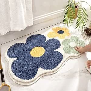 Fluffy Rugs Bedroom, Floor Tub, Cute Bath Mats, Floral Bathroom, Floral Carpet, Bathroom Floor Mat, Tub And Shower, Fluffy Rug, Soft Floral