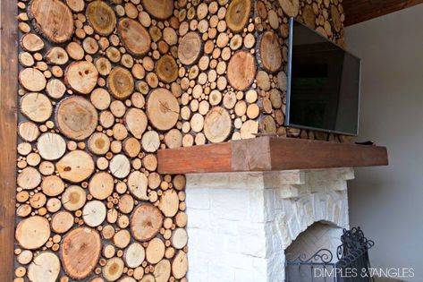 Dreamy Patio, Cabin Projects, Dimples And Tangles, Cord Wood, Wood Cookies, Wooden Log, Stucco Walls, Wood Disc, Beautiful Patios