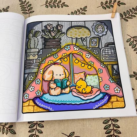 Coloring Pages Fuzzy Hygge, Cozy Spaces Colouring Book Colored, Cozy Corners Coloring Pages, Finished Coloring Pages Ideas, Cozy Friends Coco Wyo, Coco Wyo Cozy Friends Coloring Book, Coloring Patterns Ideas, Cozy Coloring Book, Cozy Friends Coloring Pages