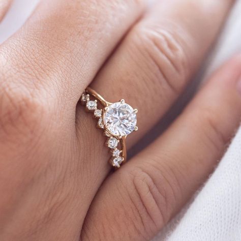 Laura Preshong | Wedding Rings on Instagram: “Clementine with Six Prongs paired with the Avery Canadian diamond wedding ring in 14k recycled royal yellow gold. I love this set! How it…” Shared Prong Wedding Band, Friendship Day Gifts, Wedding Bands For Her, Half Eternity Wedding Band, Heart Stone, Mens Bracelet Silver, Types Of Diamonds, Mens Silver Necklace, Silver Wedding Bands