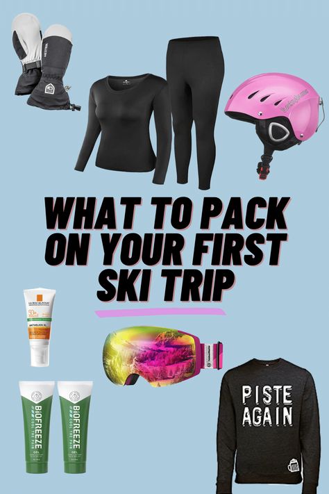 Ski Trip Gift Basket, Pack For Ski Trip, Trip Packing Hacks, Skiing Packing List, Snowboarding Essentials, Ski Packing List, Ski Packing, Ski Trip Packing List, Ski Trip Packing