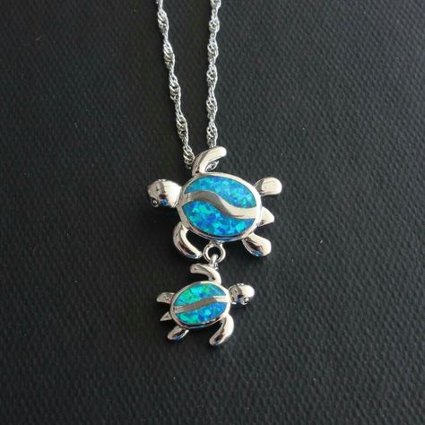 Turtle Things, Turtle Stuff, Swimming Sea, Sea Turtle Jewelry, Turtle Time, Blue Fire Opal, Sea Turtle Necklace, Turtle Jewelry, Turtle Necklace