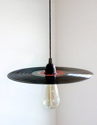 Rock And Roll Art, Vinyl Record Crafts, Record Crafts, Record Player Stand, Gorgeous Houses, 45 Records, Vintage Edison Bulbs, Hanging Light Fixtures, Bed Ideas