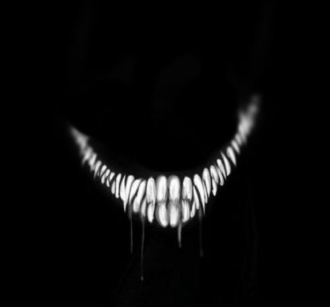 Creepy Smile Tattoo, Scary Smile Drawing, Scary Teeth Drawing, Creepy Smile Drawing, Scary Logo, Creepy Teeth, Scary Smile, Teeth Aesthetic, Black Profile