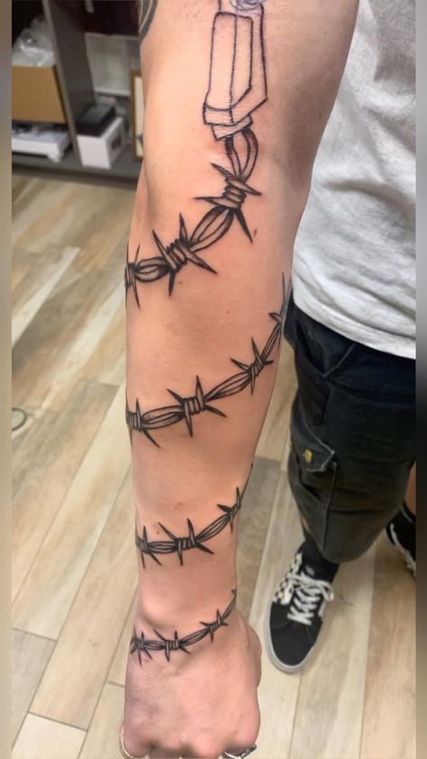 Barbed Wire Tattoos Around Arm, Barbed Wire Tattoo Arm Sleeve, Barb Wire Sleeve Tattoo, Thorns Wrapped Around Arm Tattoo, Barbed Wire Wrapped Around Arm Tattoo, Barb Wire Forearm Tattoo, Bobwire Tattoos Around Arm, Bob Wire Tattoos Around Arm, Arm Wrapped Tattoo