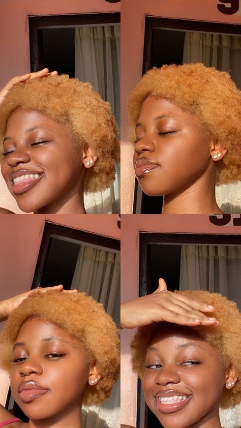 #afro #naturalhair #blonde #4chair #blonde #blackwomen #blackgirl Short Afro Dyed Hair, 4c Blonde Natural Hair, Blonde Hair 4c, 4c Blonde Hair, Honey Blonde Twa, Caramel Blonde Hair Dye, Fro Ideas, Twa Hair Color, Blonde 4c Hair