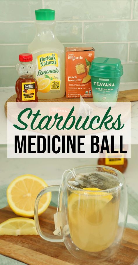 Medicine Ball Recipe, Starbucks Medicine Ball Recipe, Starbucks Prices, Starbucks Medicine Ball, Mint Tea Recipe, Teavana Tea, Peppermint Syrup, Secret Menu Items, Starbucks Secret