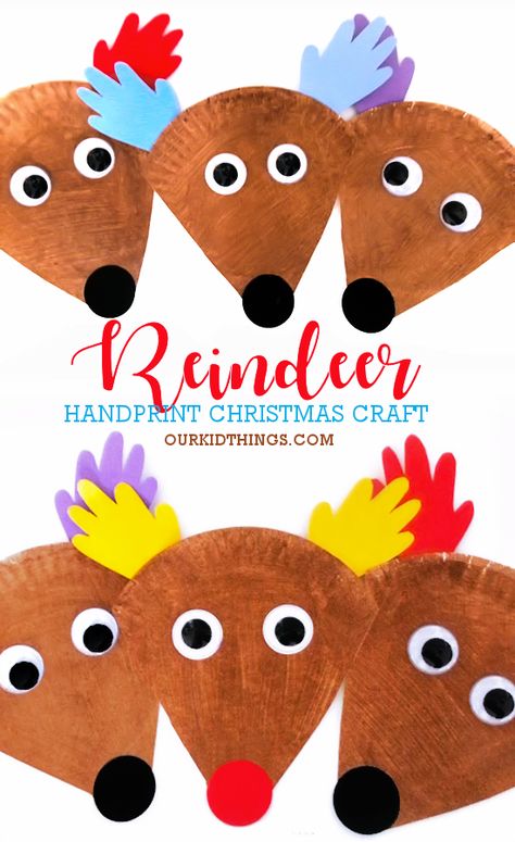 Paper Plate Reindeer Craft, Reindeer Preschool, Reindeer Plate Craft, Reindeer Craft For Kids, Reindeer Activities, Reindeer Paper Craft, Reindeer Ornaments Handprint, Reindeer Crafts For Kids, Reindeer Art