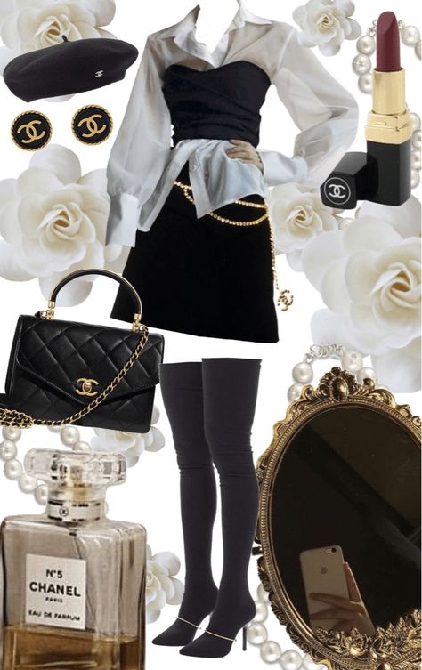 Chanel Outfit Classy, Vintage Chanel Outfit, Chanel Outfits Women, Chanel Aesthetic Outfit, Glam Aesthetic Outfit, Chanel Outfit Aesthetic, Rich Outfits Classy, Channel Clothes, Rich Girl Aesthetic Outfit