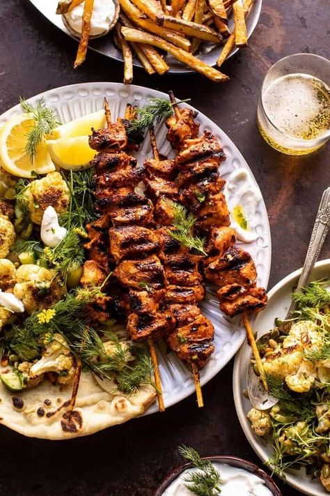 Lebanese Food Recipes, Lemon Cauliflower, Charred Lemon, Food Recipes Chicken, Lebanese Chicken, Stick Food, Half Baked Harvest Recipes, Grilled Chicken Skewers, Fitness Recipes