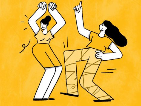 Dance Party Drawing, Event Illustration, Dance Illustration Art, Dancing Illustration Art, Dancing Character, Dancing People, Dancing Woman, Party Dance, Women Dancing