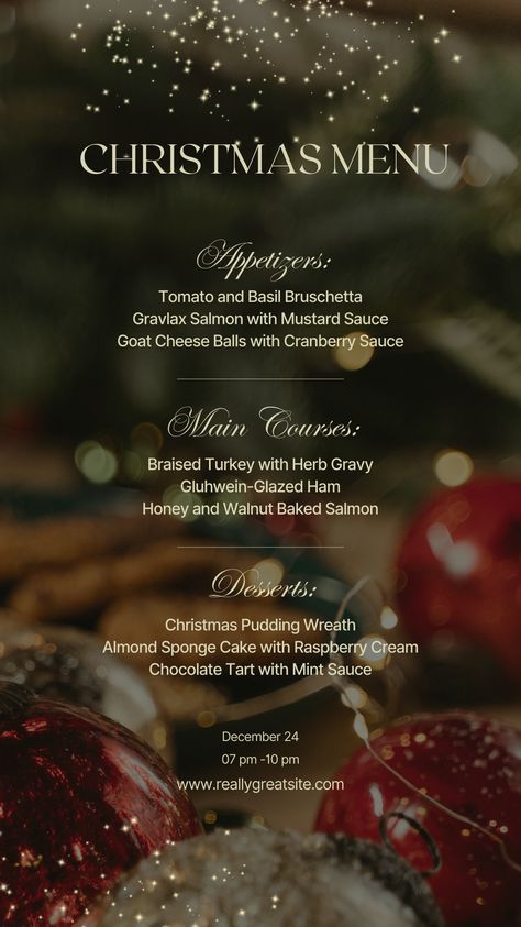 Follow me on Canva: https://www.canva.com/p/ok-templates/ Christmas Menu Template, Christmas Menu Design, Xmas Menu, Menu Design Template, Appetizer Menu, Classy Christmas, Font Combos, Dark Christmas, Christmas Menu