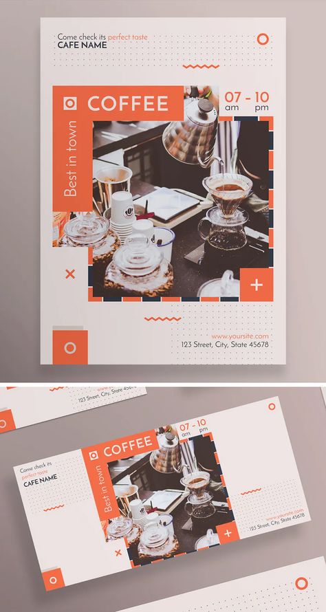 Coffee Shop Flyer, Cafe Flyer, Sport Flyer, Flyer Dj, Coffee Poster Design, Layout Magazine, Promo Flyer, Poster Sport, Corporate Event Design