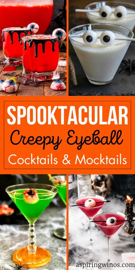 Creepy Eyeball Cocktails and Mocktails for Halloween | Eyeball Cocktails and Mocktails | Spooky Halloween Cocktail and Mocktail Recipes | Halloween Recipes For Everyone | Halloween Drinks To Serve At Your Party #Halloween #Cocktails #Mocktails #HalloweenCocktails #HalloweenMocktails #EyeballCocktails #EyeballMocktails Mocktail Recipe Halloween, Eyeball Cocktail, Halloween Mocktail Recipe, Mocktail Ideas, Fun Halloween Drinks, Halloween Alcohol, Creepy Eyeball, Cocktail Halloween, Creative Drinks