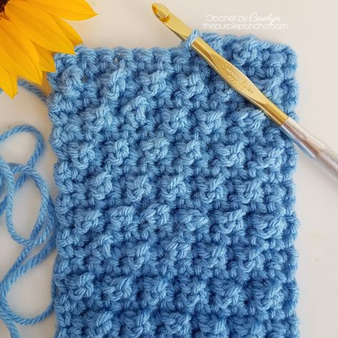 How To Crochet Alternating Berry Stitch - The Purple Poncho Crochet Berry Stitch, Crochet Seed Stitch, Berry Stitch, Crochet Edges, Marly Bird, Crochet Tunisian, Tunisian Crochet Hook, Tunisian Crochet Stitches, Dishcloth Crochet Pattern