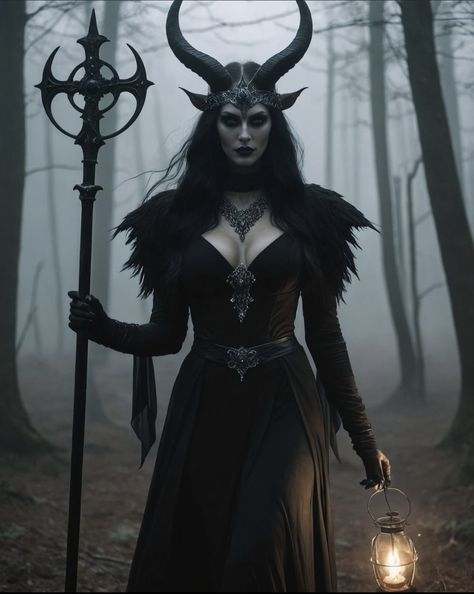 Woman Demon Costume, Gothic Queen Makeup, Evil Goddess Costume, Demon Queen Costume, Dark Sorceress Costume, Hades Cosplay Female, Lilith Diablo Art, Demon Halloween Costume Female, Viking Woman Cosplay