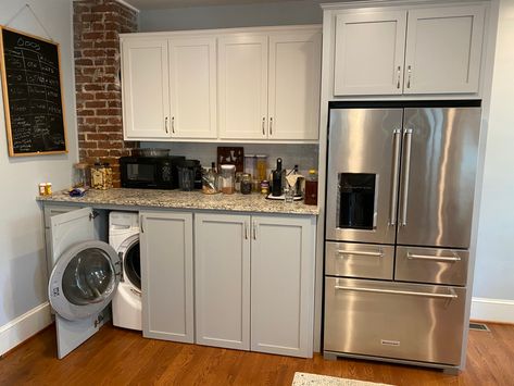 Tiny Kitchen With Washer And Dryer, Kitchenette With Washer Dryer, Washer In Kitchen Ideas, Washer And Dryer In Small Kitchen, Washer And Drier In Kitchen, Washer And Dryer In The Kitchen, Tiny Kitchen With Laundry, Kitchen With Washing Machine And Dryer, Kitchen Washer And Dryer Ideas