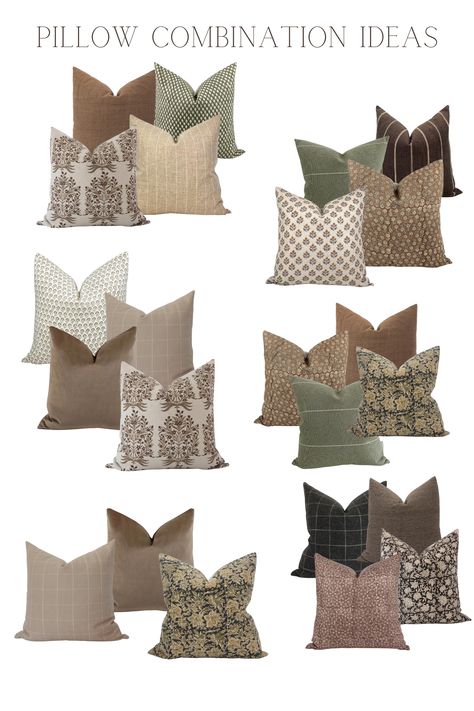 Our Favourite Fall Pillow Covers & the Best Ways to Pair Them - Making it in the Mountains Fall Pillow Covers, Pillow Combinations, Throw Pillow Combinations, Brown Leather Couch, Pillow Combos, Fall Pillow, Living Room Decorating Ideas, Throw Pillows Living Room, Fall Pillow Cover