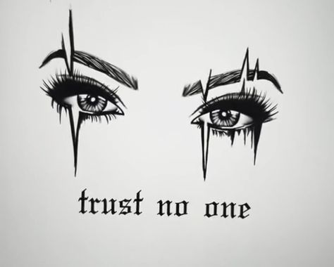 Gangsta Female Tattoo, Tattoo Art Drawings Design Inspiration, American Horror Story Tattoo Ideas, Gangsta Drawings Easy, Tattoo Trust No One, Trust No One Tattoo, Gangster Drawings Easy, Gangster Drawings, Wrist Tattoo Ideas