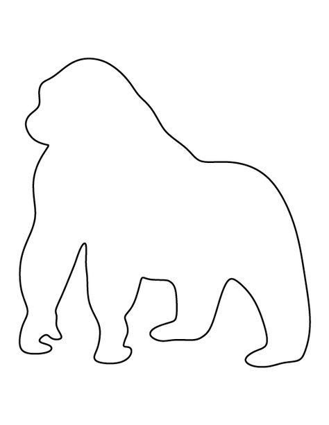 Zoo Animal Templates Free Printables, Gorilla Craft Preschool, Gorilla Outline, Gorilla Stencil, Animal Outline Drawing, Animals Outline, Gorilla Craft, Printable Outline, Jungle Crafts