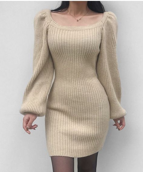 Crochet Top Dress, Bodycon Sweater, Mode Crochet, Knitted Bodycon Dress, Mini Sweater Dress, Knitted Dress, Long Sleeve Bodycon, Sleeves (women), Bodycon Mini Dress