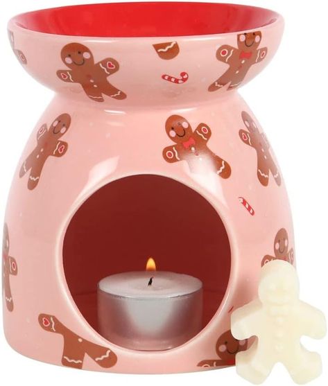 Gingerbread wax melter Winchester Hampshire, Ceramic Oil Burner, Wax Melt Burner, Wax Melter, Red Bowl, Wax Melters, Wax Burner, Gingerbread Men, Pink Ceramic