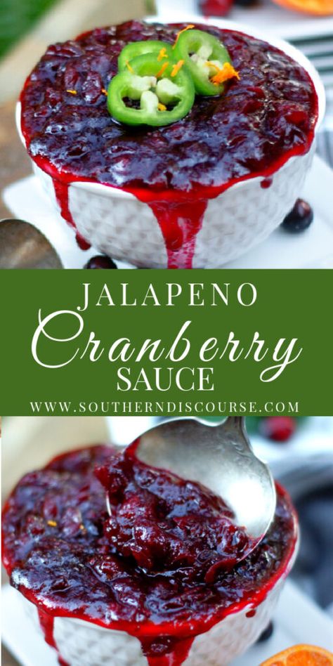 Homemade Jalapeno Cranberry Sauce - southern discourse Cranberry And Jalapeno Sauce, Cranberry Jalapeño Sauce, Cranberry Sauce With Jalapenos, Jalapeno Cranberry Sauce, Jalapeño Cranberry Sauce, Spicy Cranberry Sauce, Thanksgiving Goodies, Jalapeno Relish, Thanksgiving Vegan