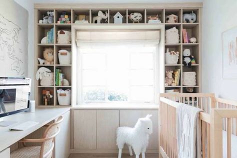 Office Nursery Combo, Nursery Office Combo, Modern Girl Nursery, Nursery Design Girl, Tidy Bedroom, Small Space Nursery, Baby Dresser, Changing Table Dresser, Office Nursery