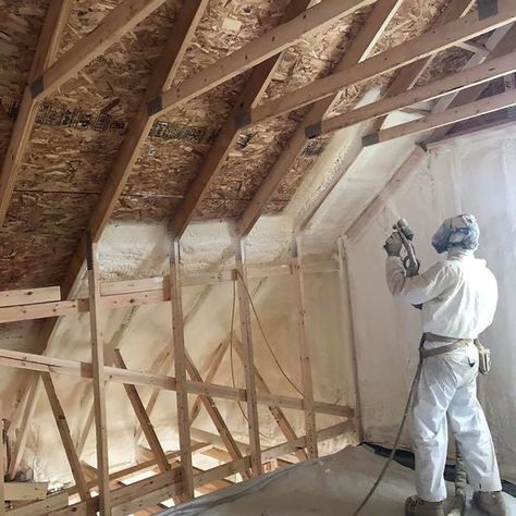 Spray Foam Ceiling, Cellulose Insulation, Installing Insulation, Blown In Insulation, Spray Insulation, Attic Insulation, Home Insulation, Straw Bales, Spray Foam Insulation