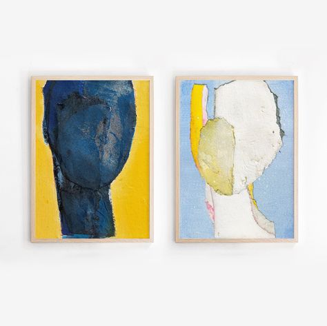 Blue and Yellow Wall Art Set of 2 Prints, Large Abstract Wall Art Collection, Bright Contemporary Artworks, Summer Wall Decor Blue And Yellow Wall Art, Diptych Art, Summer Wall Decor, Large Abstract Wall Art, Yellow Wall Art, Wall Art Set Of 2, Yellow Wall, Art Set Of 2, Wall Art Collection